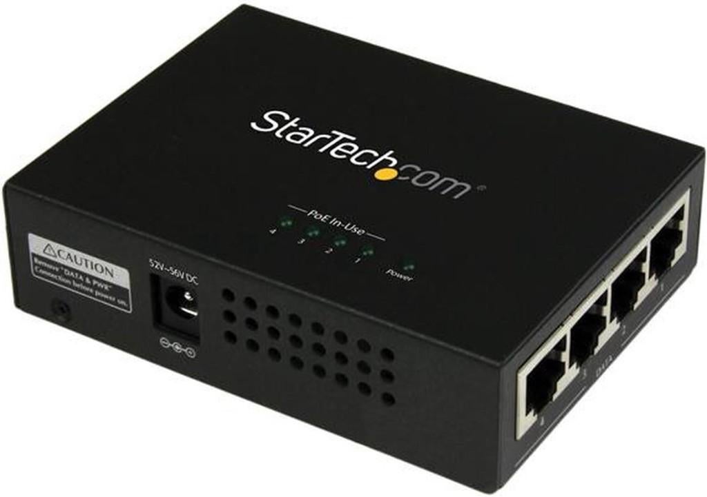 StarTech PoE+ injector POEINJ4G (4‑poorts Gigabit), Computers en Software, Netwerk switches, Ophalen of Verzenden, Zo goed als nieuw