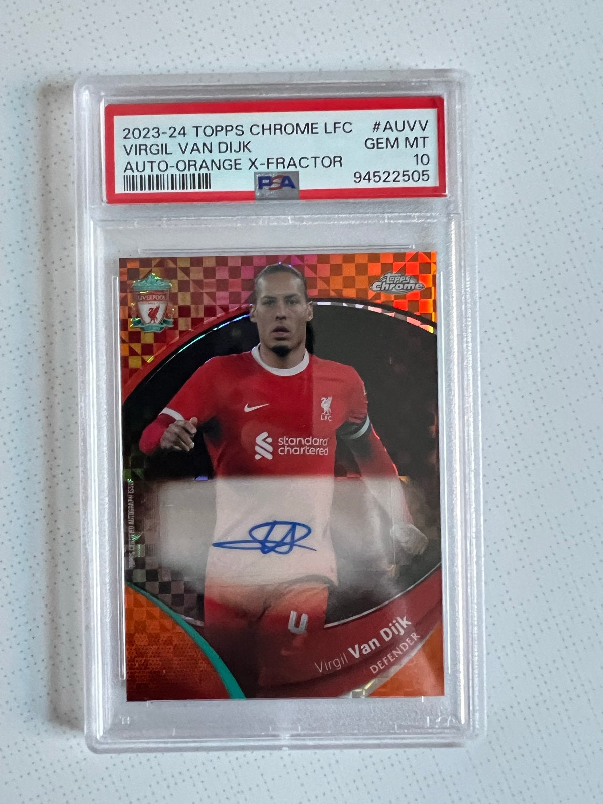 Virgil van Dijk Auto Orange X-Fractor PSA 10 - Topps Chrome, Ophalen of Verzenden, Nieuw, Buitenlandse clubs, Spelerskaart