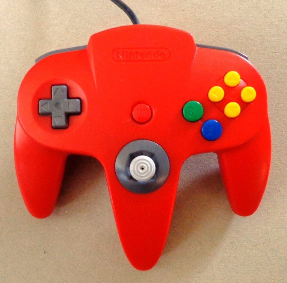 Originele Controller Rood voor de Nintendo 64, Spelcomputers en Games, Spelcomputers | Nintendo 64, Zo goed als nieuw, Met 1 controller
