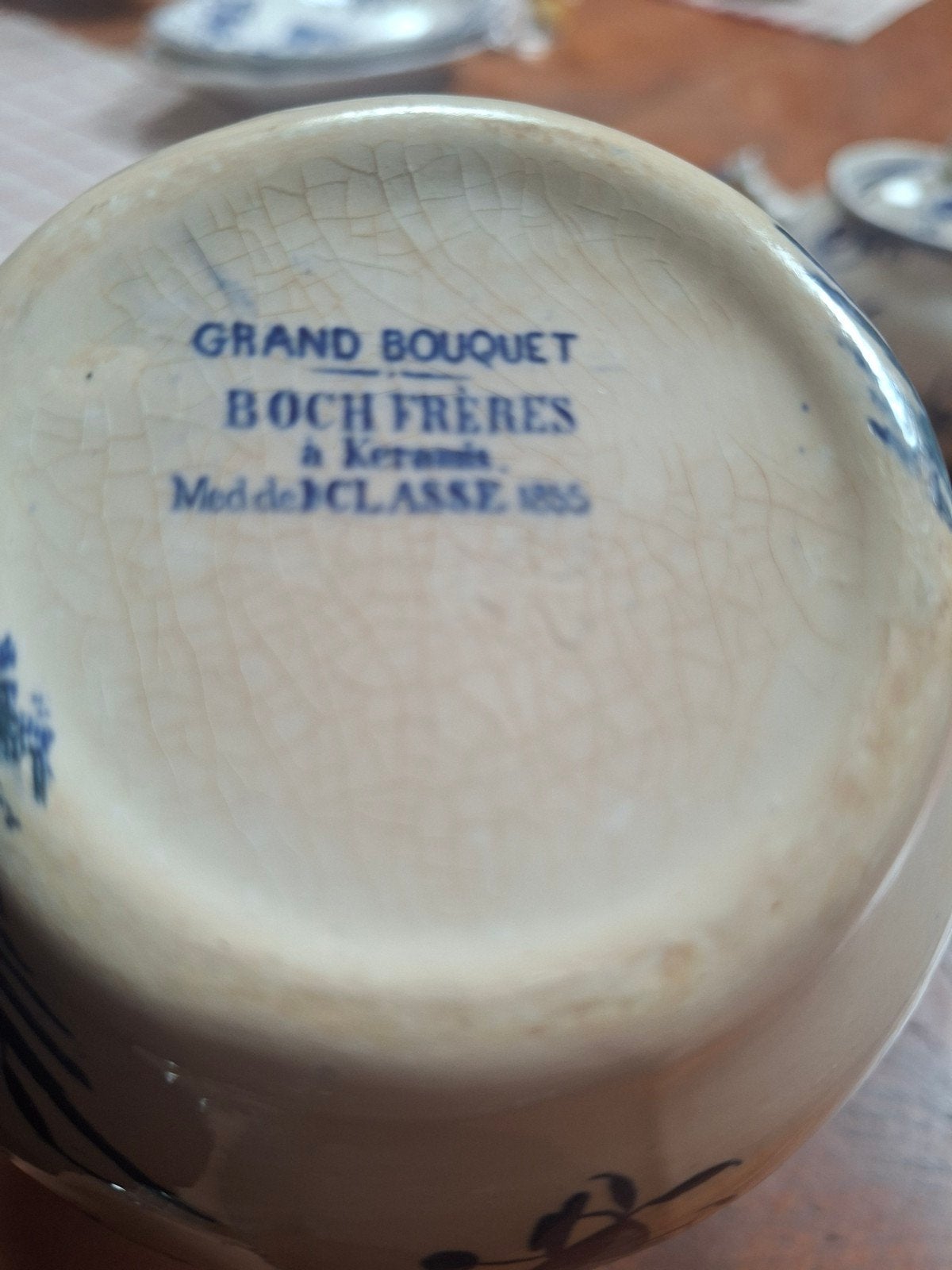Antiek Boch Frères 'Grand Bouquet' Sauskommen en Melkkan, Ophalen of Verzenden