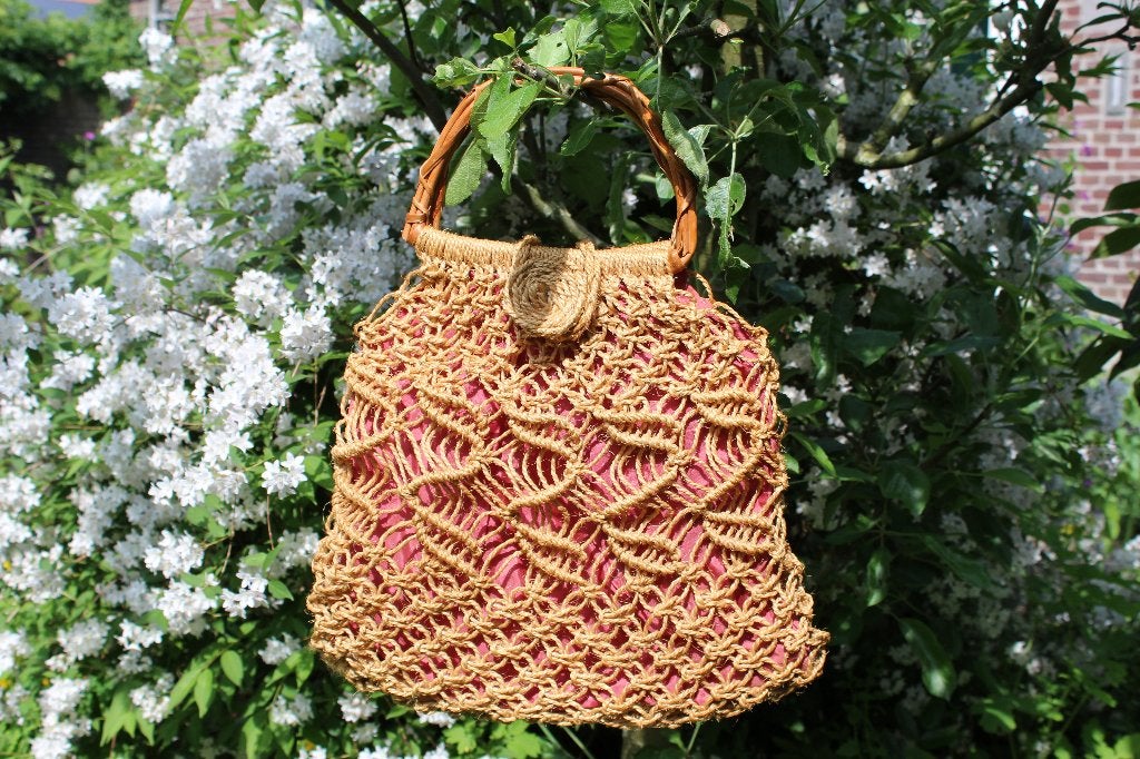 macramétas | Tas van jute, Ophalen of Verzenden, Gebruikt, Handtas
