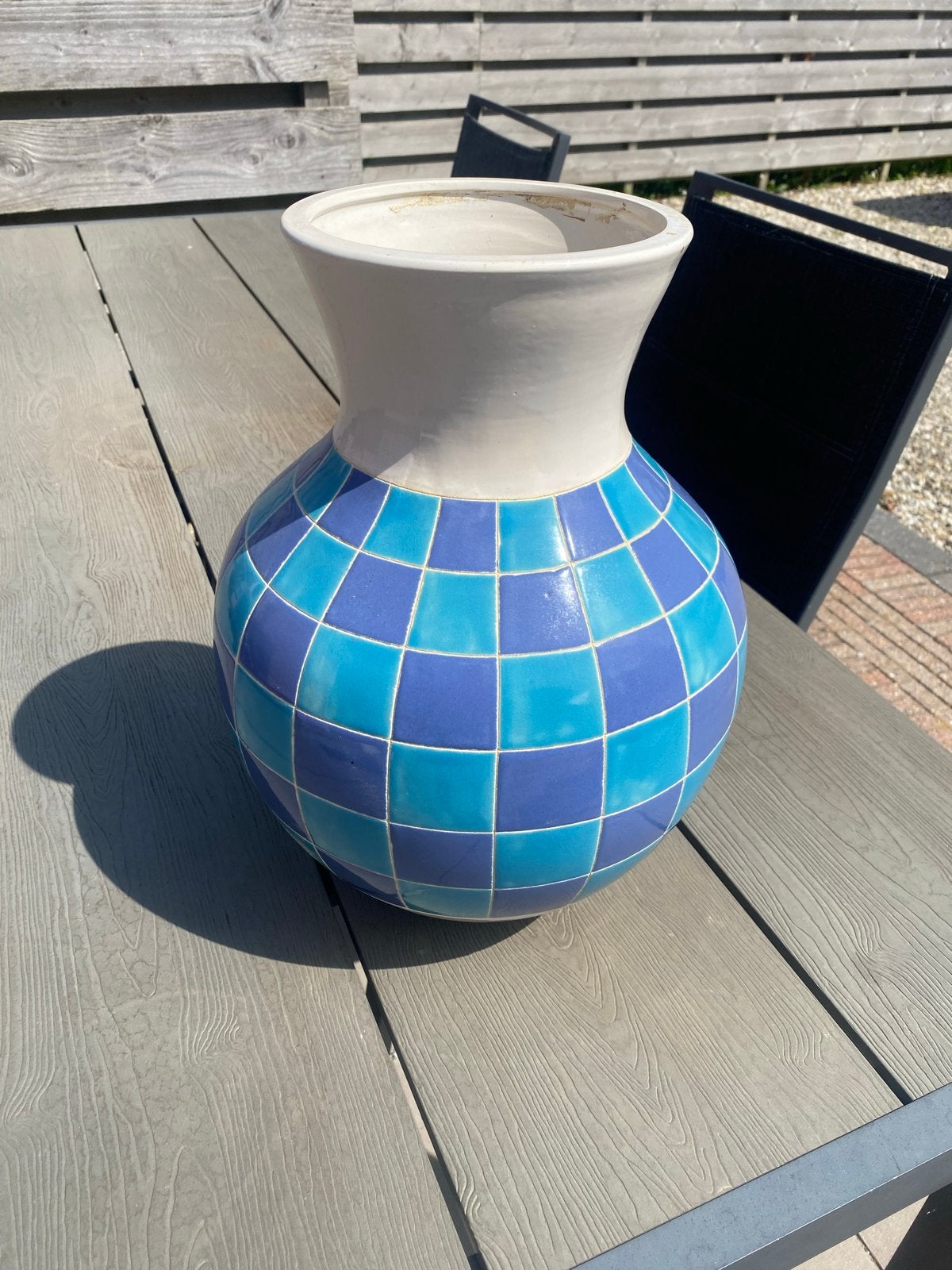 Grote Todo Mundo Holland vaas met blauw/paars patroon, Ophalen, Blauw, Aardewerk of Porselein, Zo goed als nieuw
