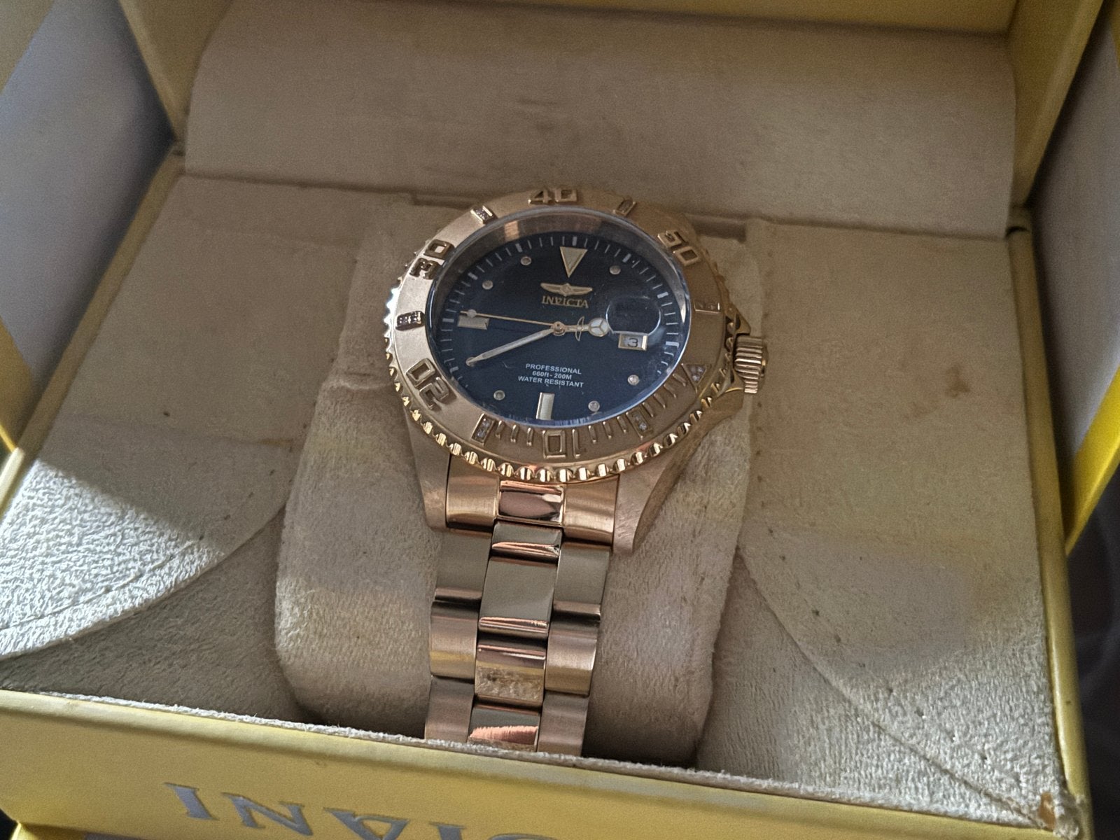 Invicta Pro Diver Herenhorloge - Goudkleurig, Sieraden, Tassen en Uiterlijk, Horloges | Heren, Overige merken, Gebruikt, Staal
