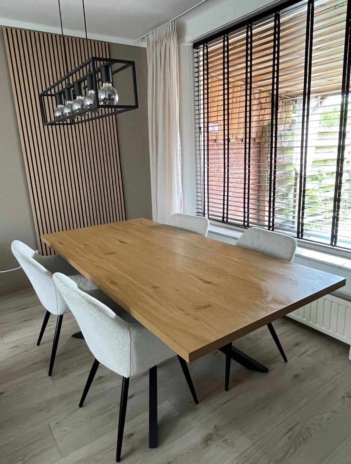 JYSK NORTOFT Eettafel (95x200 cm) Warm Eiken / Zwarte Poot, Ophalen, Eikenhout, Nieuw, 50 tot 100 cm