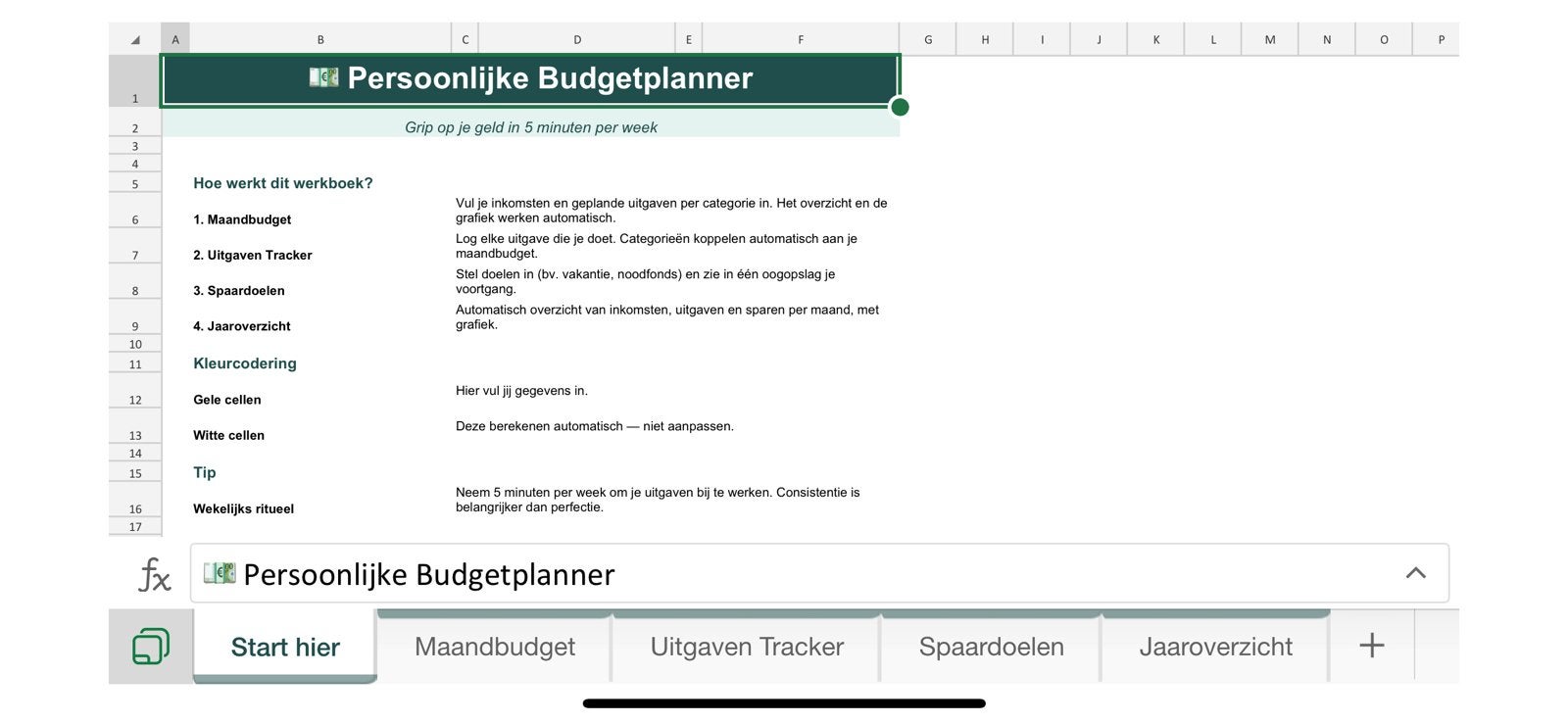 Persoonlijke budgetplanner, Ophalen, Zo goed als nieuw
