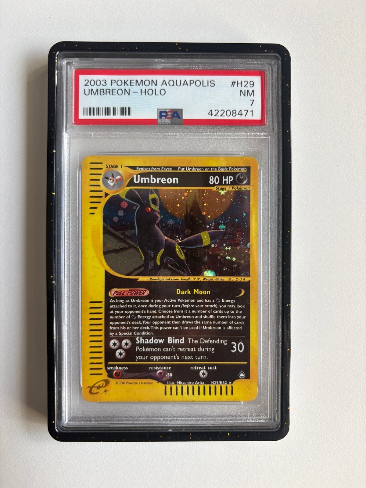 Umbreon Holo #H29 PSA 7, Ophalen of Verzenden, Zo goed als nieuw, Losse kaart