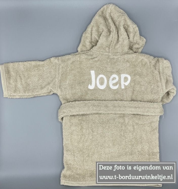 Badjas Sandstone Grey geborduurd met naam (baby & kind), Ophalen of Verzenden, Nieuw, Kraamcadeau