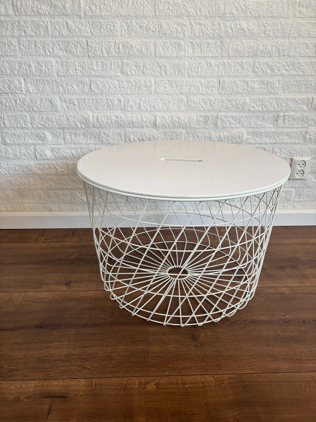 Ikea Kvistbro salontafel/opbergmand, wit, 61cm, Ophalen, Minder dan 45 cm, Gebruikt, Metaal of Aluminium