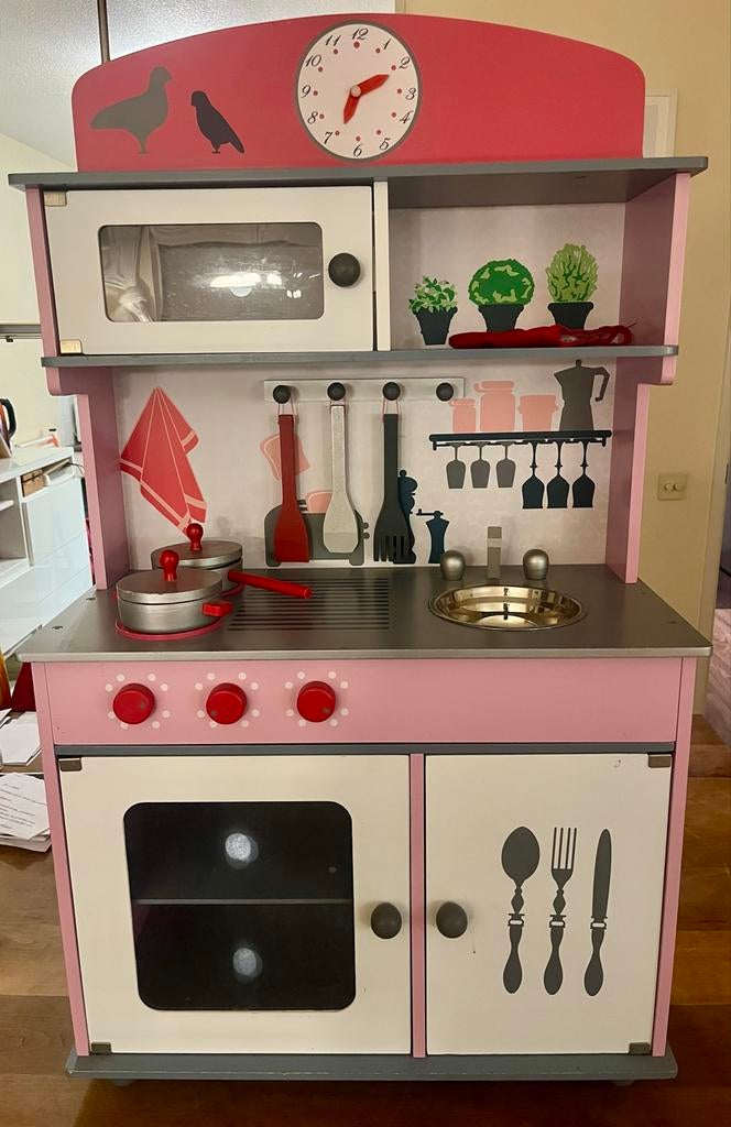 Houten Speelkeuken met Accessoires - Zo goed als nieuw, Ophalen of Verzenden, Zo goed als nieuw, Hout, Speelkeuken