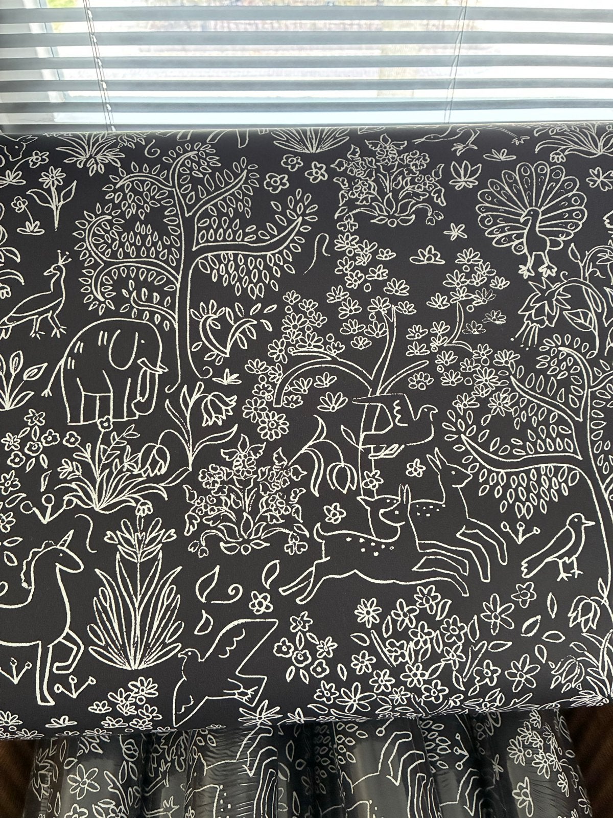 Zwart-wit behang met jungle dierenpatroon, Ophalen, Overige merken, Zwart, Vliesbehang