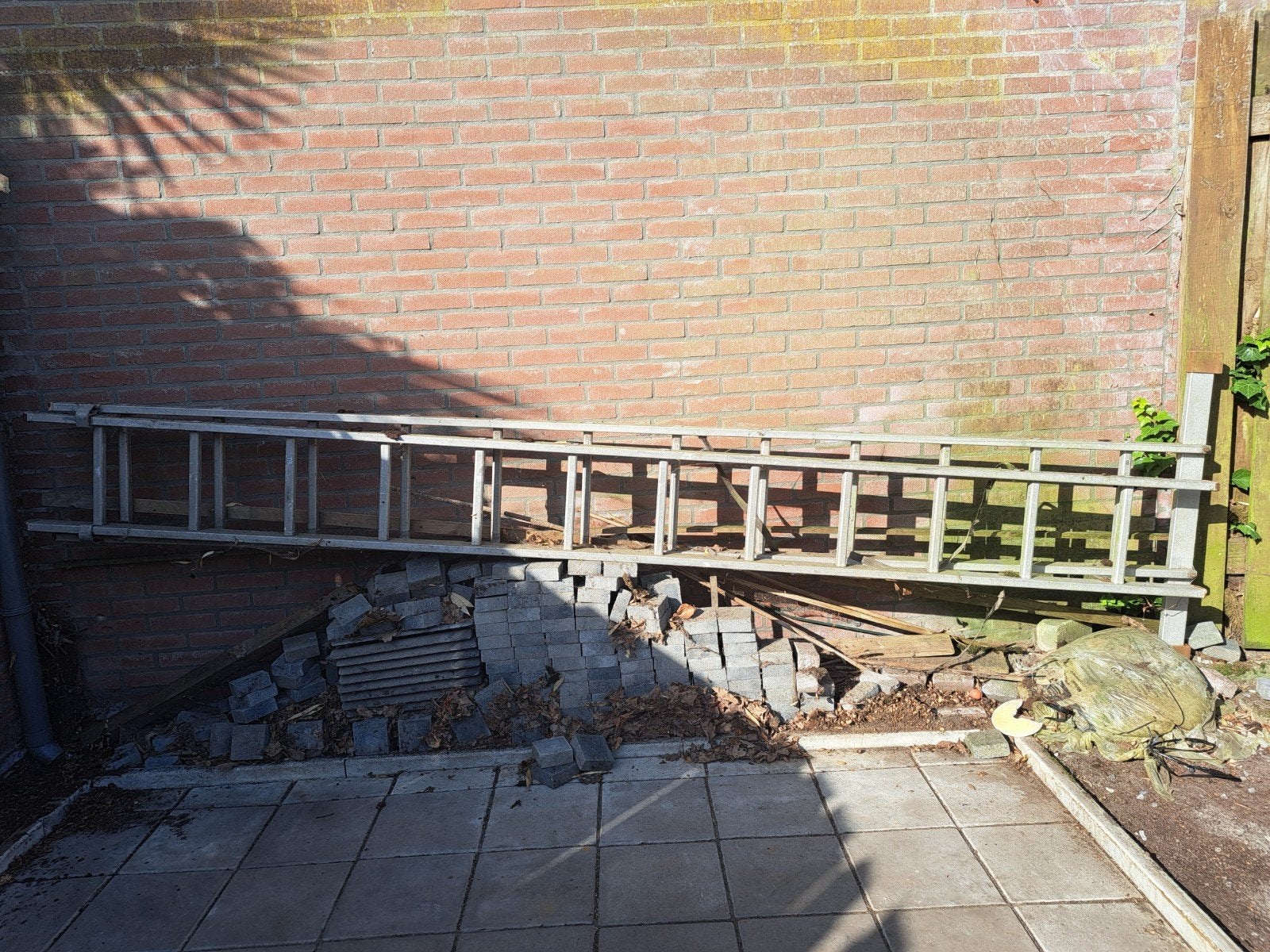 Dubbele 12-traps aluminium ladder, Ophalen