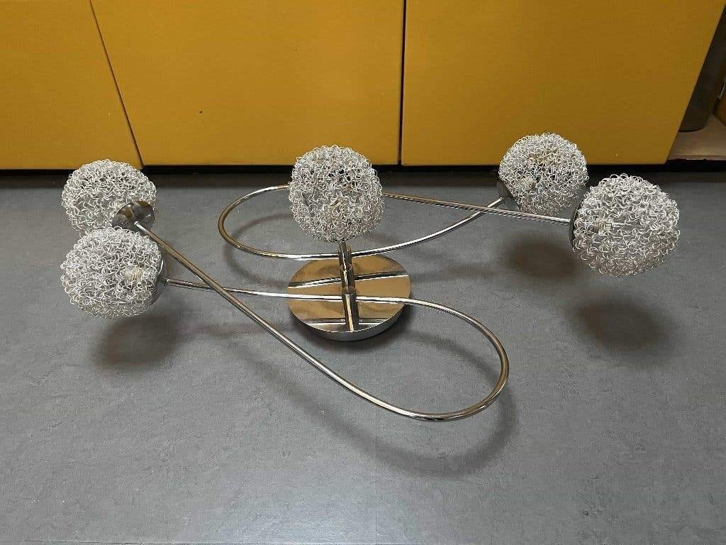Brilliant DAJANA Plafondlamp chroom met 5 spots, Ophalen, Zilver, Zo goed als nieuw, Plafondlamp