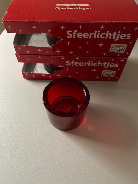 Postcode Loterij sfeerlichtjes rood 5 stuks NIEUW, Verzenden, Waxinelichthouder, Nieuw, Glas