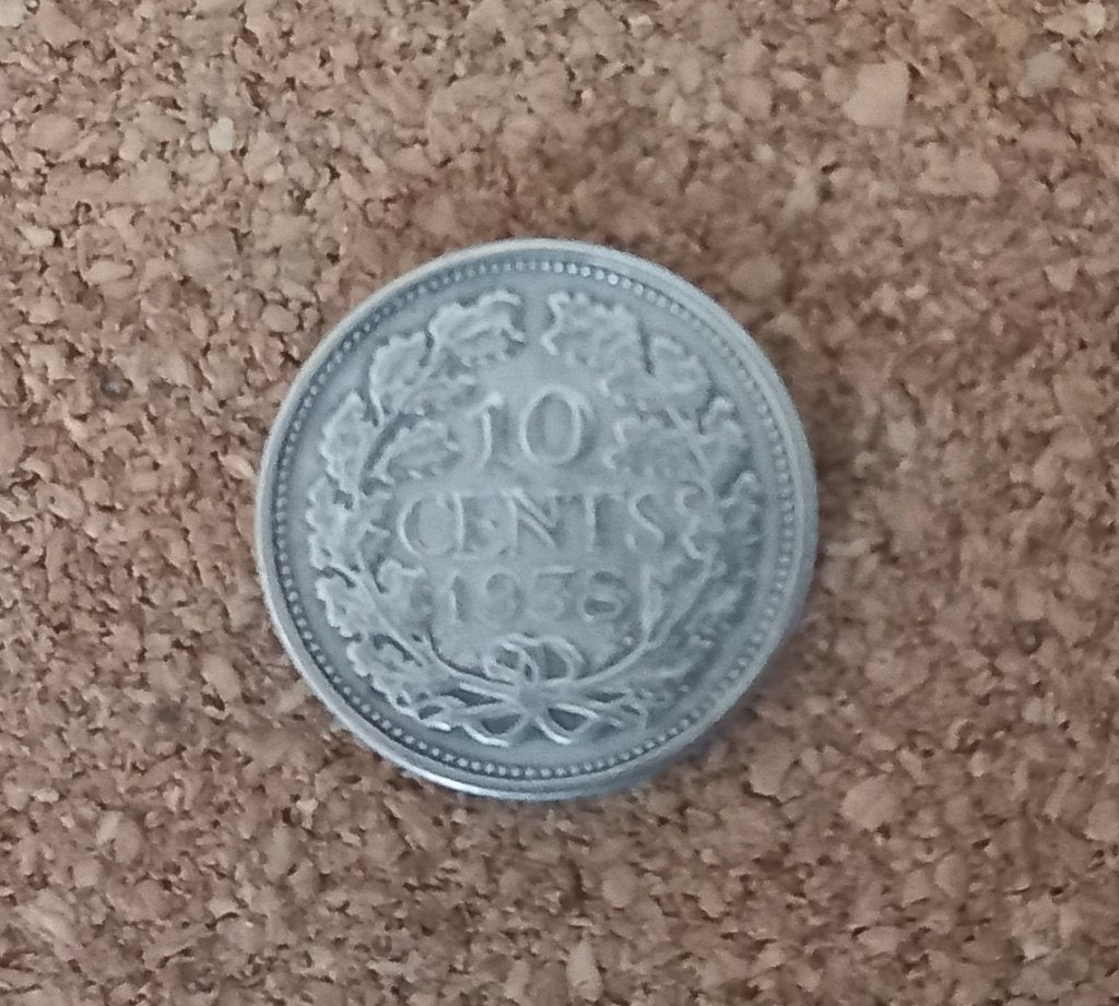 Zilveren Dubbeltje 1938 (2 stuks beschikbaar), Zilver, Ophalen of Verzenden, 10 cent, Koningin Wilhelmina