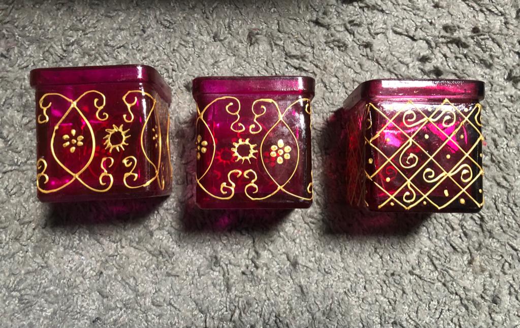 Set van 3 decoratieve waxinelichthouder, Huis en Inrichting, Woonaccessoires | Kandelaars en Kaarsen, Ophalen of Verzenden, Gebruikt