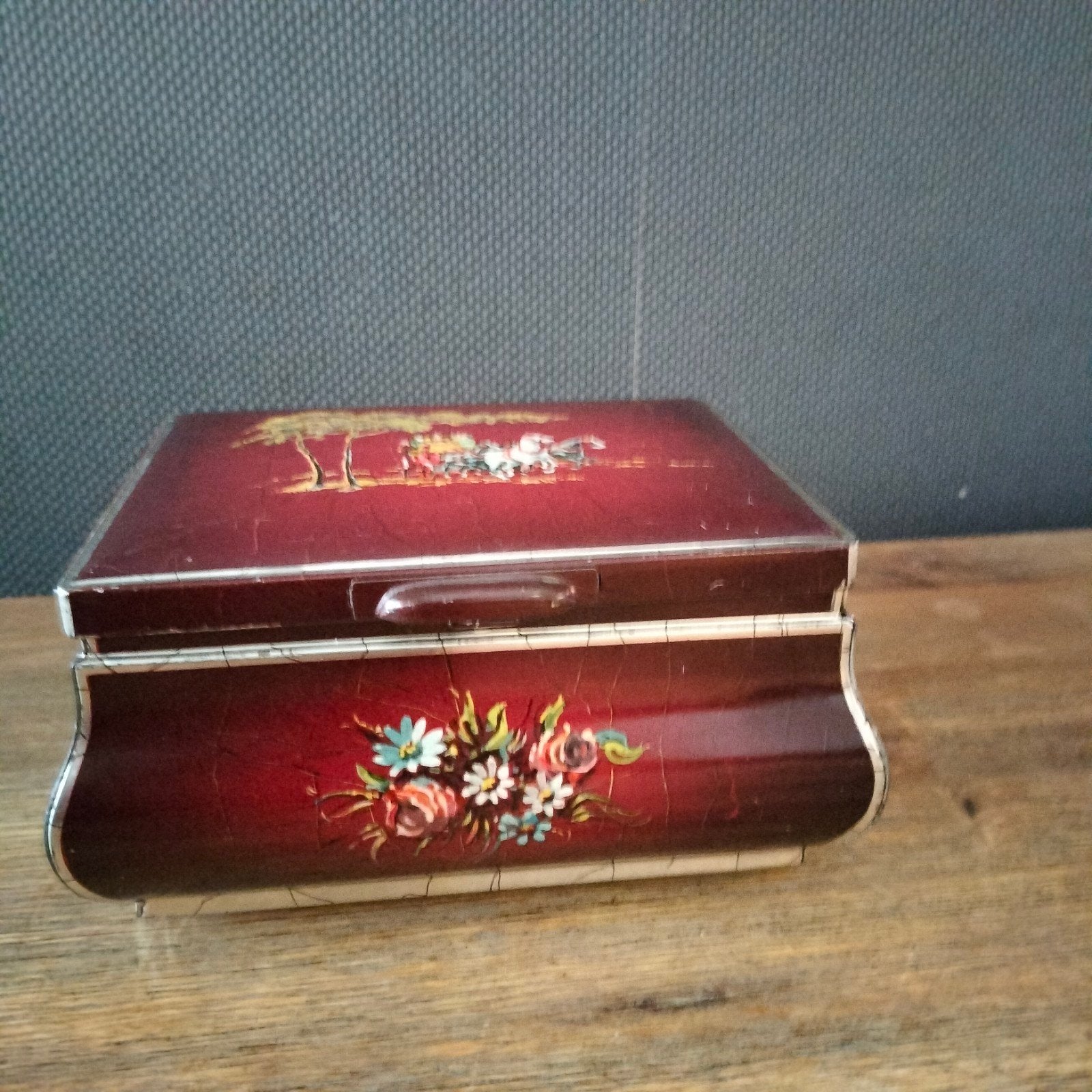 Vintage Douwe Egberts Theeblik met Oosterse Decoratie, Antiek en Kunst, Ophalen of Verzenden