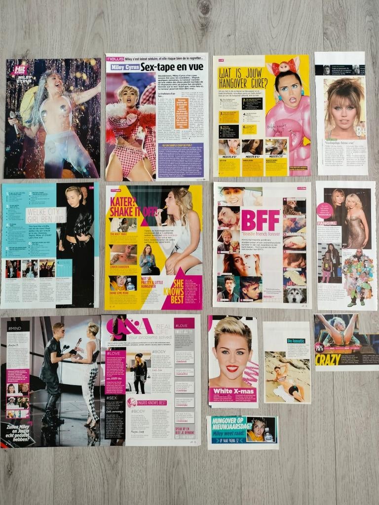 Miley Cyrus verzameling tijdschriften artikelen & poster, Verzenden, Zo goed als nieuw, Boek, Tijdschrift of Artikel