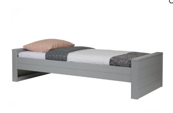 Eenpersoonsbed incl. lattenbodem, Ophalen, 90 cm, Eenpersoons, Grijs