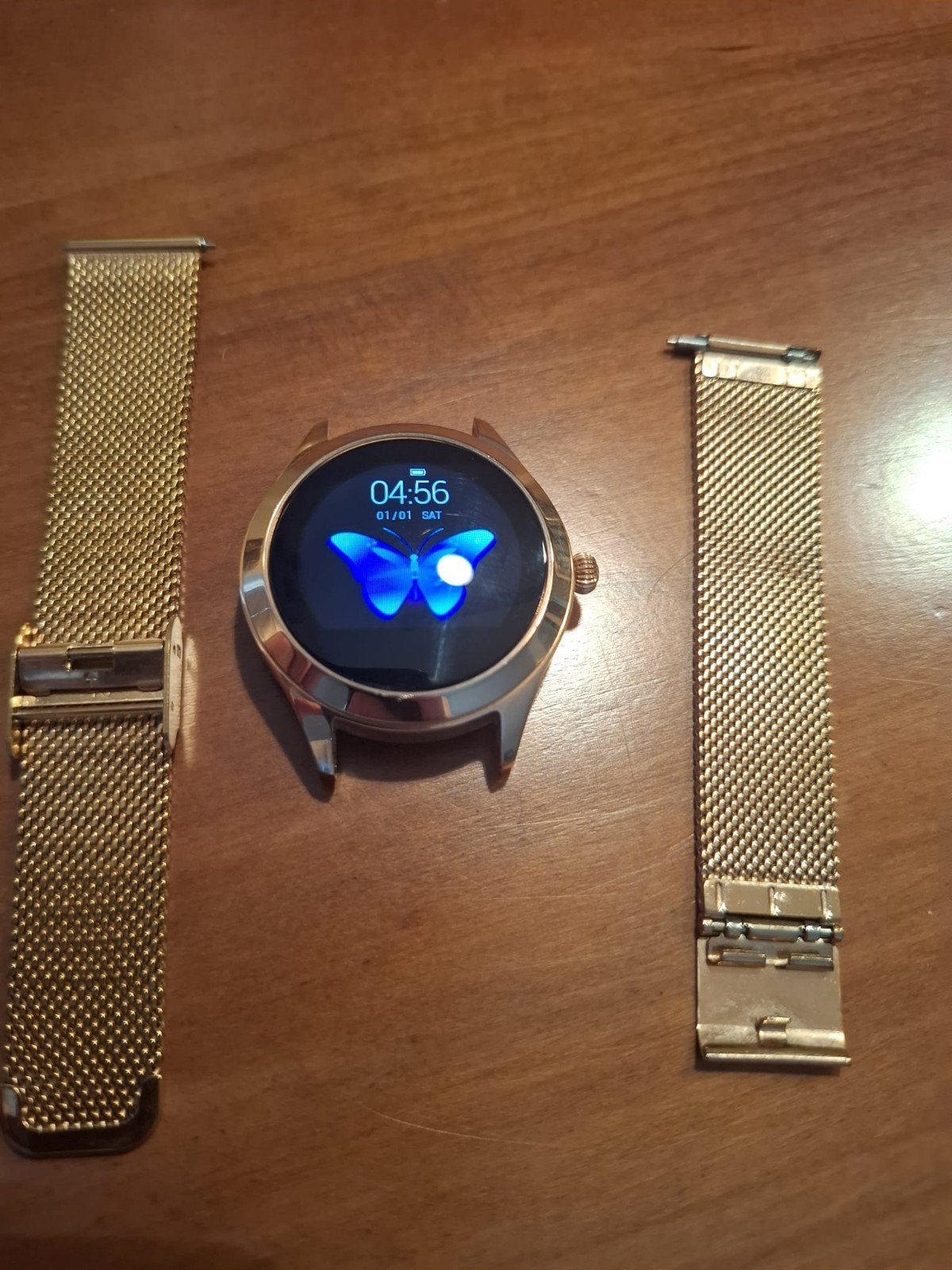 Stijlvolle Roségouden Smartwatch met Extra Bandje, Smart Watch, Ophalen of Verzenden, Zo goed als nieuw, Roze