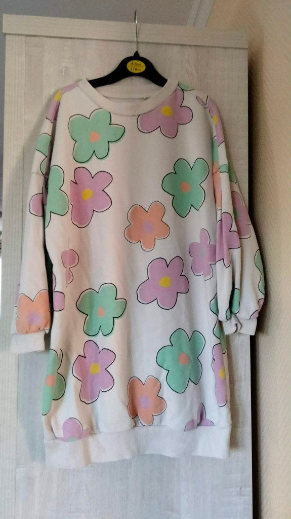 sweaterjurk Next / jurk bloemen maat 128, Meisje, Ophalen of Verzenden, Zo goed als nieuw, Jurk of Rok