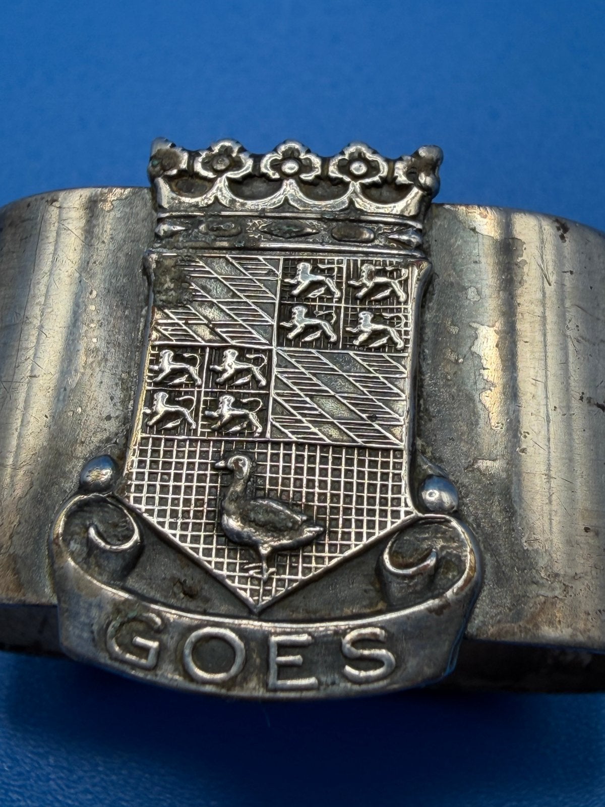 Antieke Servetring Goes Zeeland - Zilverkleurig, Antiek en Kunst, Ophalen of Verzenden, Zilver