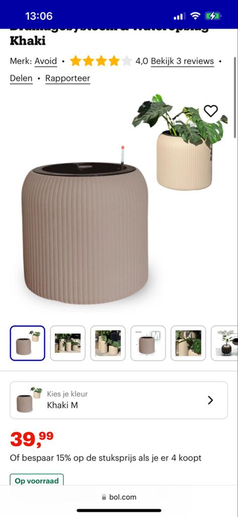 Nieuwe Bloempotten met Waterreservoir en Watermeter - 2 Mate, Tuin en Terras, Bloempotten, Kunststof, Rond, Binnen, Ophalen of Verzenden