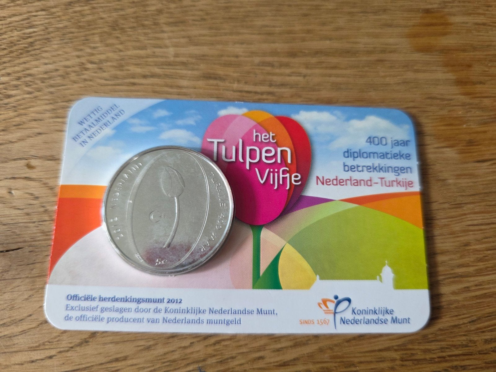 Tulpen Vijfje, een herdenkingsmunt van 5 euro uit 2012, Ophalen of Verzenden