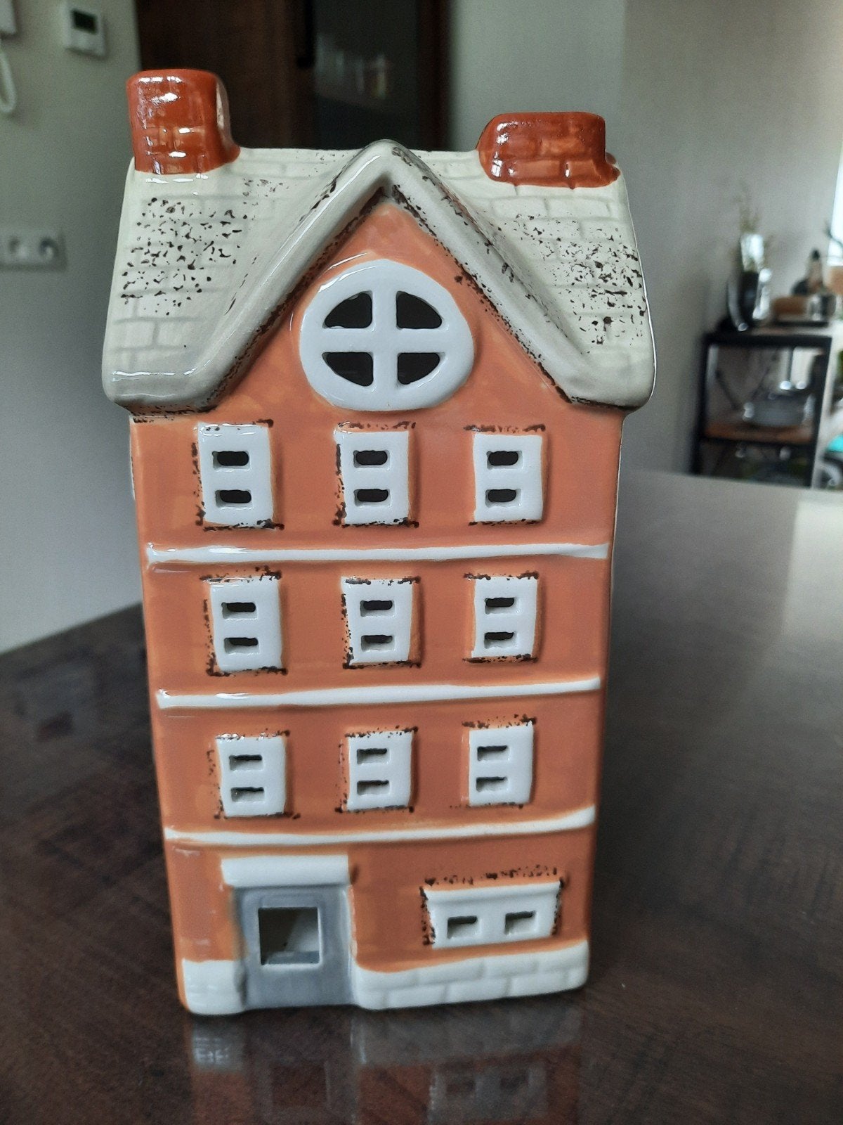 Theelichthouder huisje 23x11 cm. Nieuw., Overige merken, Waxinelichthouder, Nieuw, Oranje