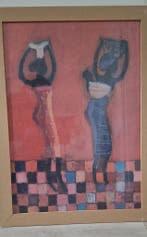 Wanddecoratie Afrikaanse vrouwen, 79 cm, Rood, Ophalen of Verzenden, Zo goed als nieuw