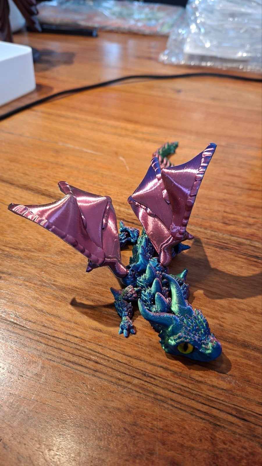 Paars/Groen/Blauwe Draak - Flexibele 3D-geprinte Figuur, Ophalen of Verzenden, Nieuw