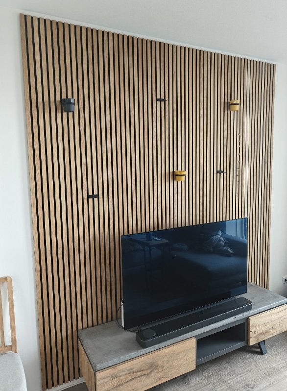 Akupanel akoestische wandpanelen eikenkleur, 240 cm, 260 cm, Hout, Zo goed als nieuw