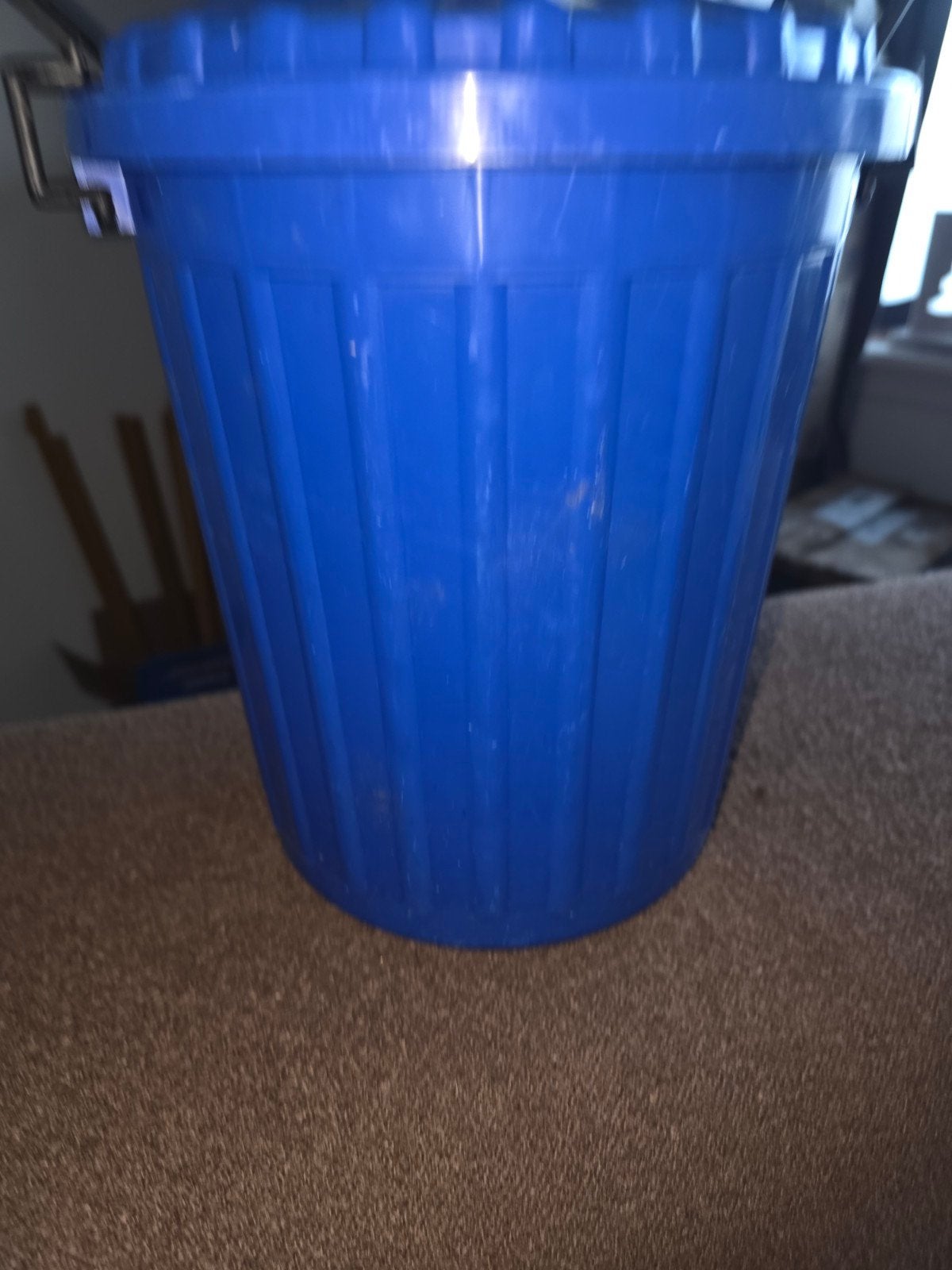 Blauwe opbergton met deksel, Gebruikt, Minder dan 50 cm, Ophalen of Verzenden, 5 – 50