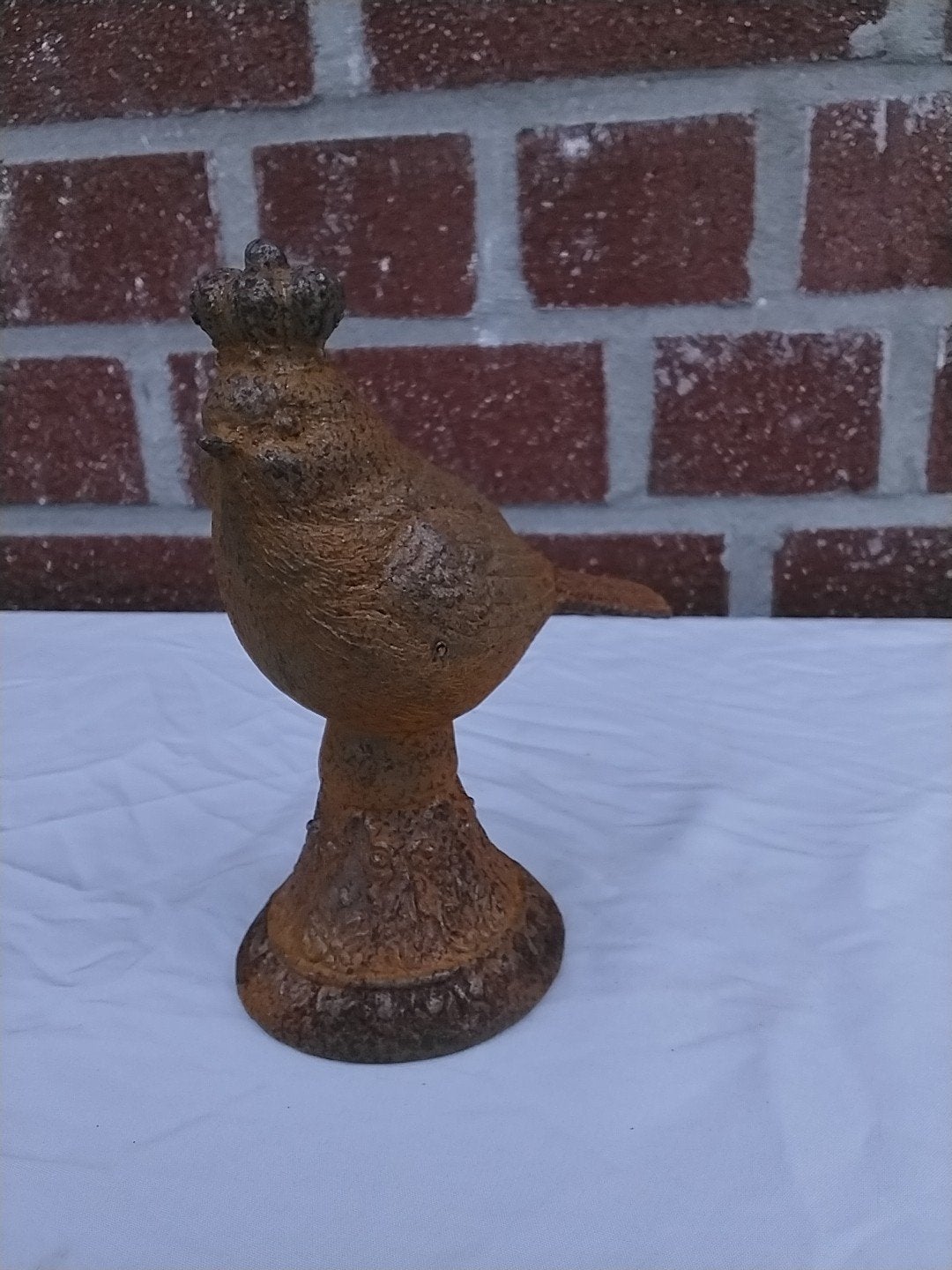 Decoratieve vogel met kroon - metaal, Huis en Inrichting, Woonaccessoires | Overige, Vintage, Gebruikt, Ophalen of Verzenden, Metaal