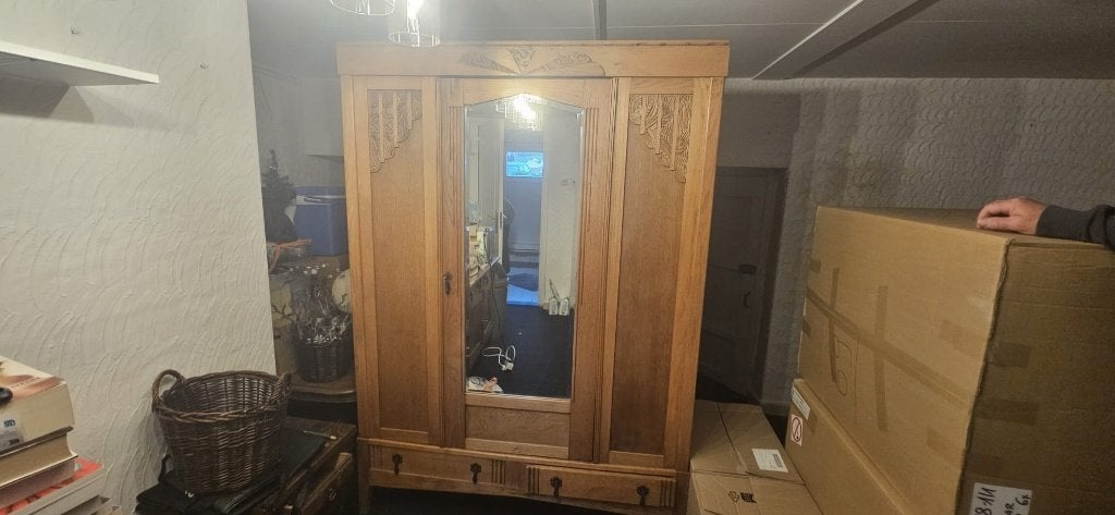 Eiken Kledingkast, Ophalen, Gebruikt, 100 tot 150 cm, Met klep(pen)