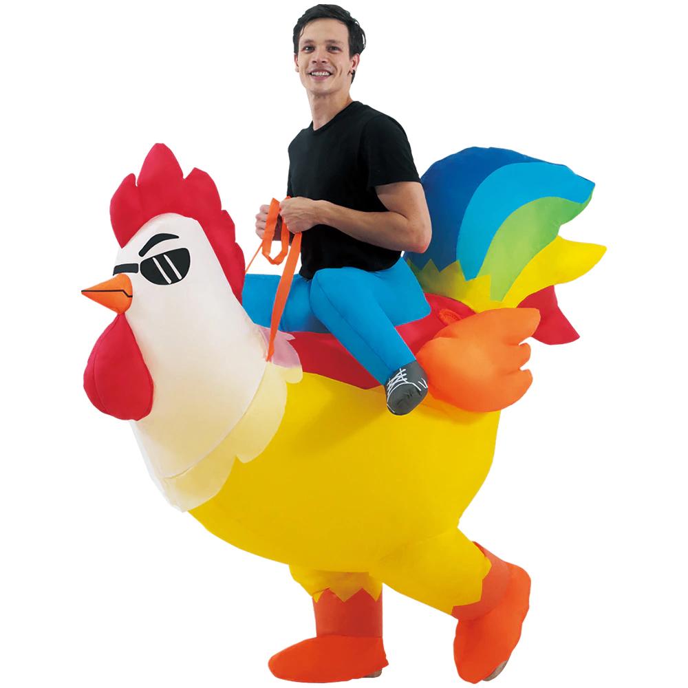 Opblaasbaar Haan Kostuum Volwassenen Kip Dieren Pak Carnaval, Verzenden, Nieuw, Carnaval, Kleding