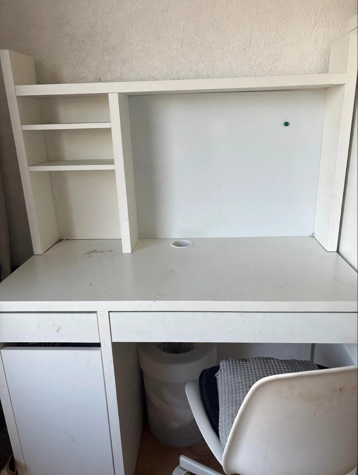 Wit bureau met opbouw en lades - Gebruikt, Huis en Inrichting, Ophalen, Gebruikt, Met lades, Spaanplaat of MDF