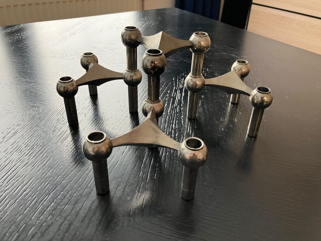 Stoff Nagel S22 kandelaars (4x), Gebruikt, Ophalen of Verzenden, Metaal, Kandelaar