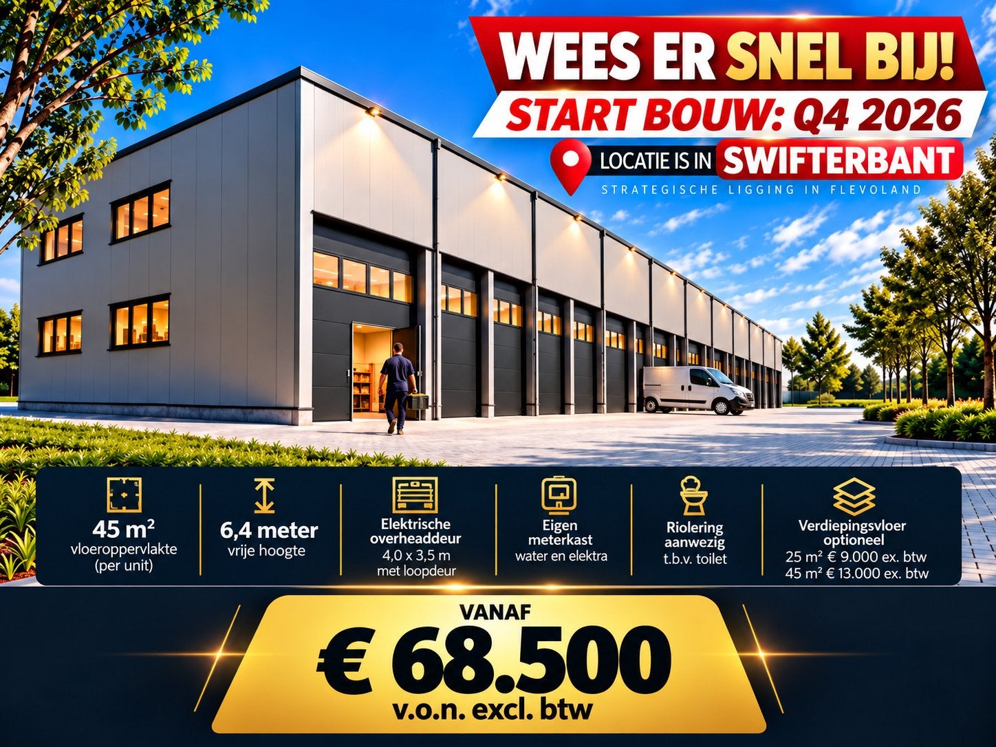 🏗️TE KOOP BEDRIJFSUNITS– SWIFTERBANT🚀, Zakelijke goederen, Koop, Bedrijfsruimte
