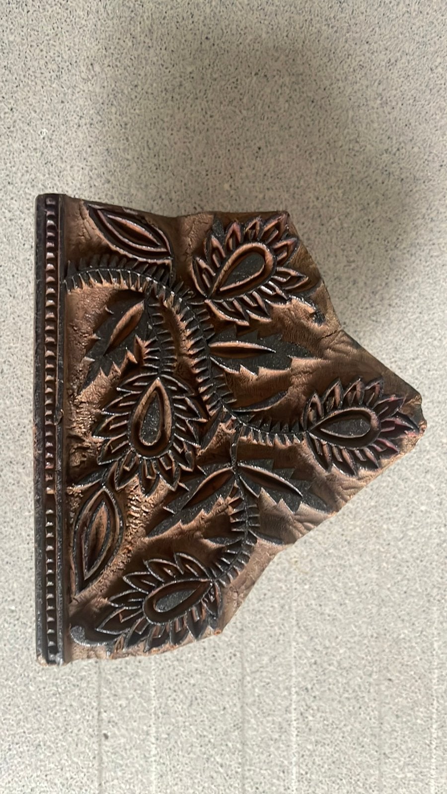 Prachtig oude houten batik stempel India hout plant, Verzenden, Zo goed als nieuw, Houten stempel