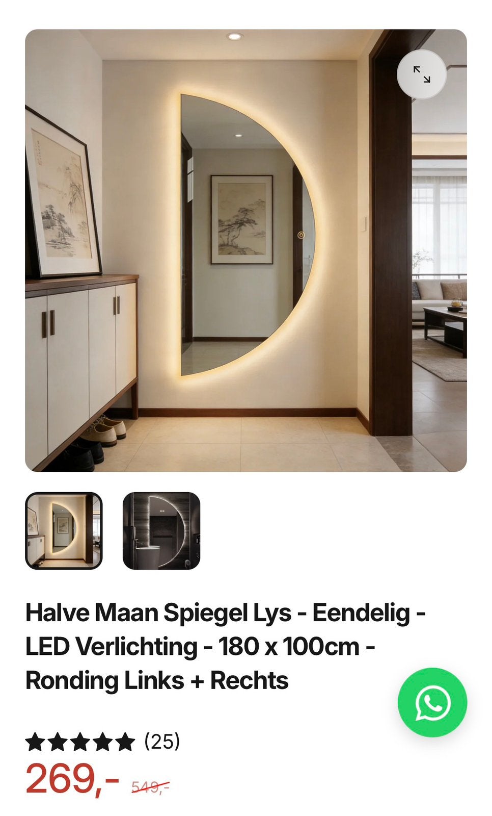 Halve maan spiegel, Ophalen, Nieuw, Vrijstaande haard, Elektrische haard