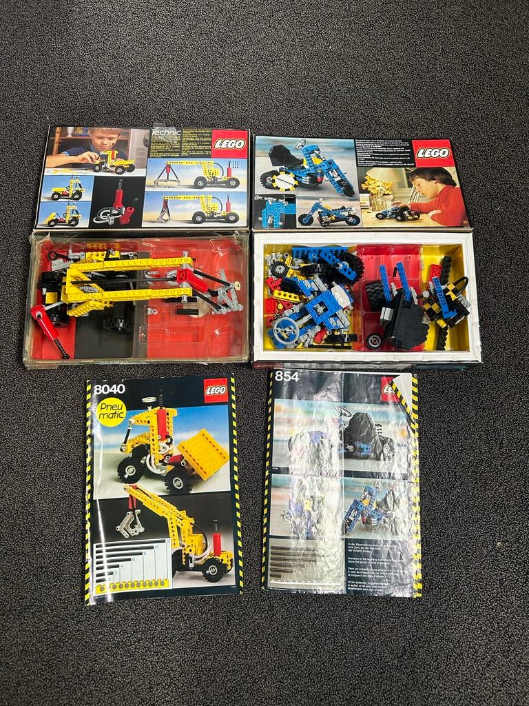 Vintage LEGO Technic Sets: 8040 Pneumatic & 854 Go-Kart, Ophalen, Gebruikt, Lego, Complete set