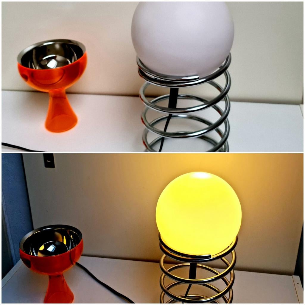 Spiraal bollamp tafellamp stijl Ingo Maurer vintage mooi , Ophalen, Glas, Minder dan 50 cm