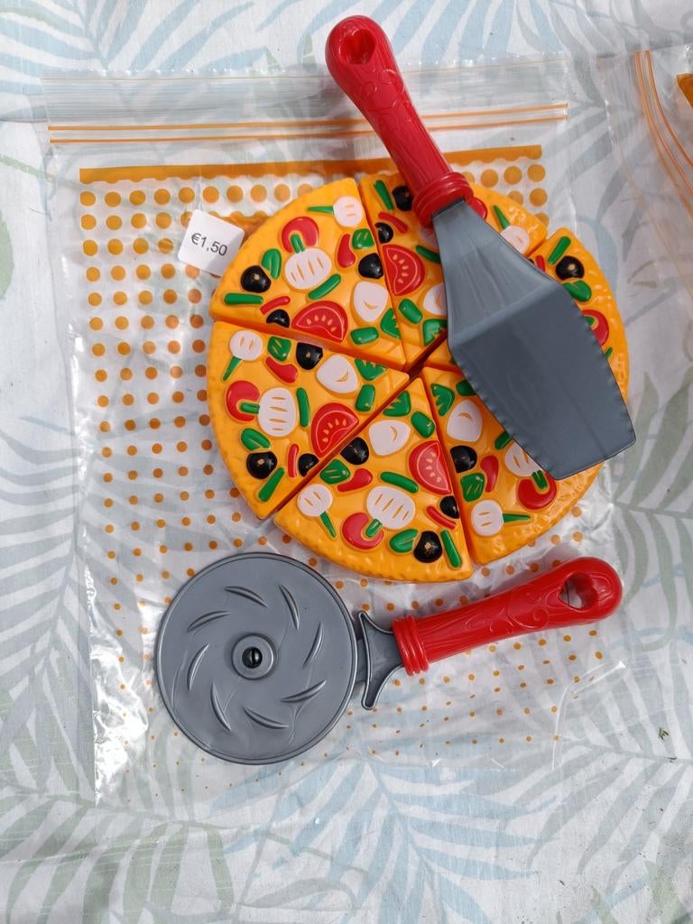 Speelgoed pizza set met snijder en schep voor keukentje, Ophalen of Verzenden, Gebruikt, Jongen of Meisje