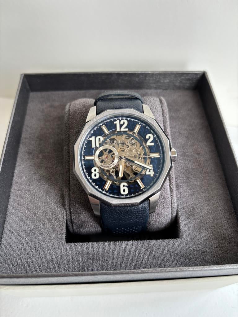 Cerruti 1881 molvano automaat herenhorloge, Sieraden, Tassen en Uiterlijk, Horloges | Heren, Leer, Staal, Polshorloge, Zo goed als nieuw