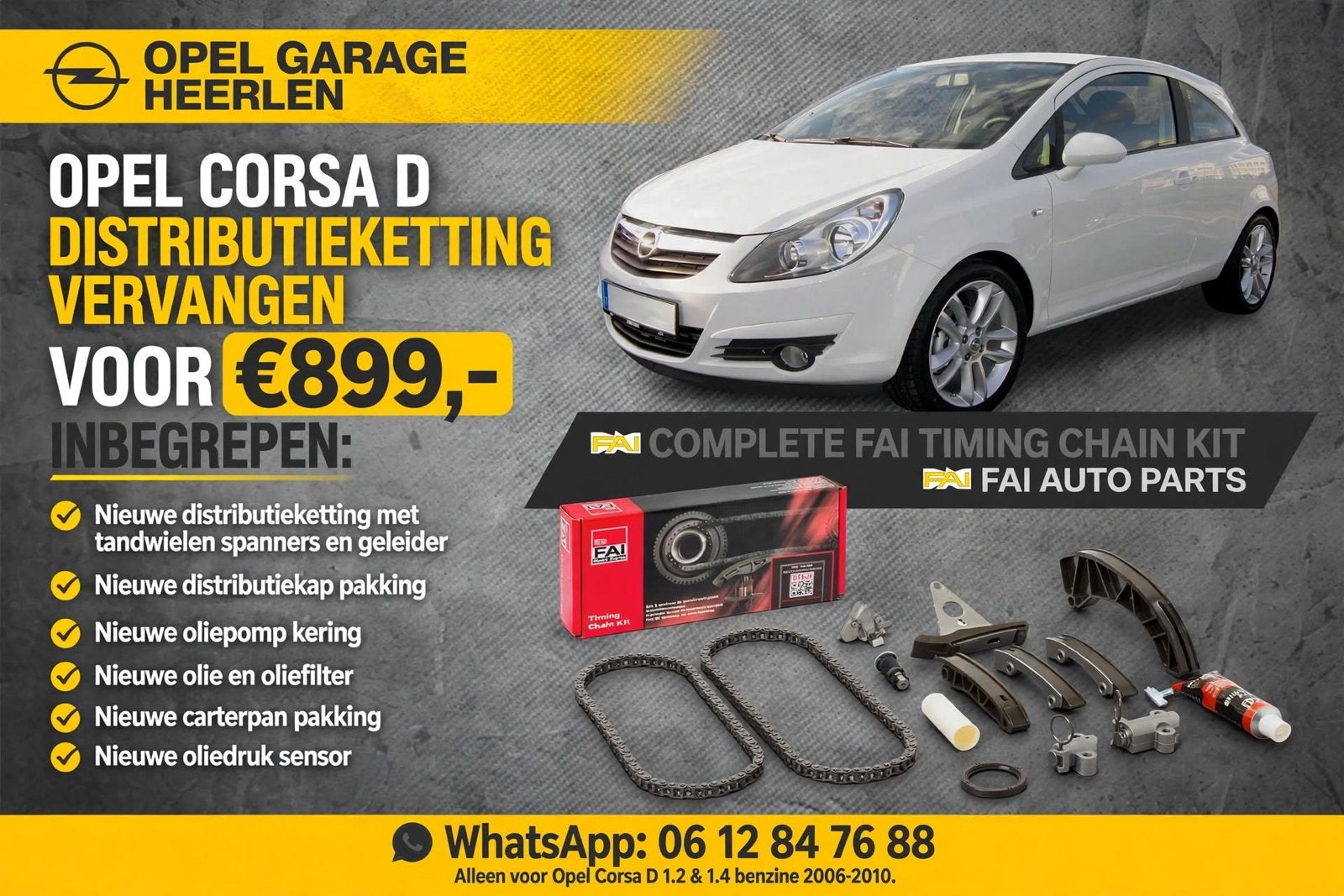 Opel garage automonteur distributie koppakking onderhoud, Garantie, Overige werkzaamheden