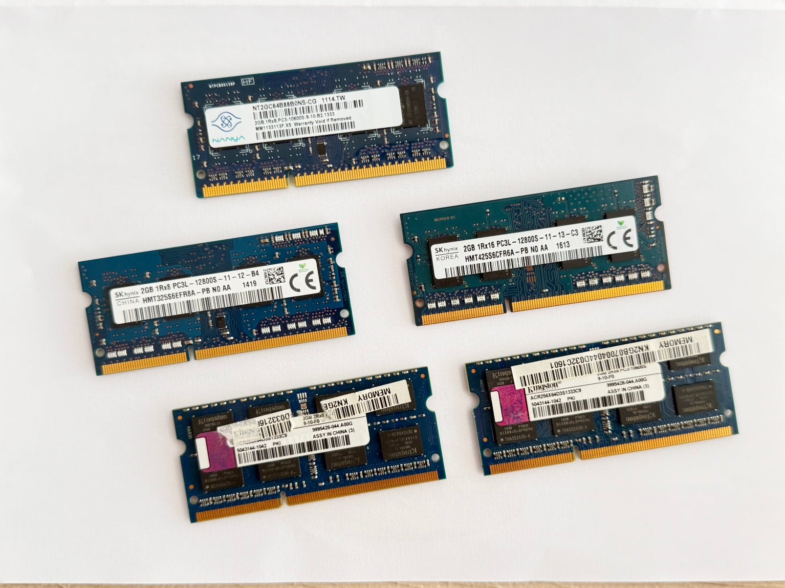 5x Laptop RAM Geheugen 2GB DDR3 / DDR3L – Getest (5 x 2GB), Computers en Software, RAM geheugen, DDR3, Ophalen of Verzenden, Zo goed als nieuw