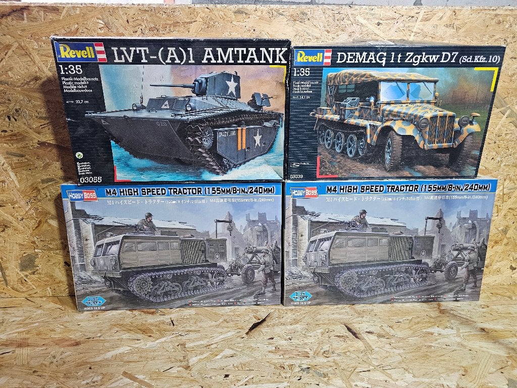 4x modelbouw voertuig Revell & Hobby Boss, Gebruikt, Auto, Revell, Groter dan 1:32