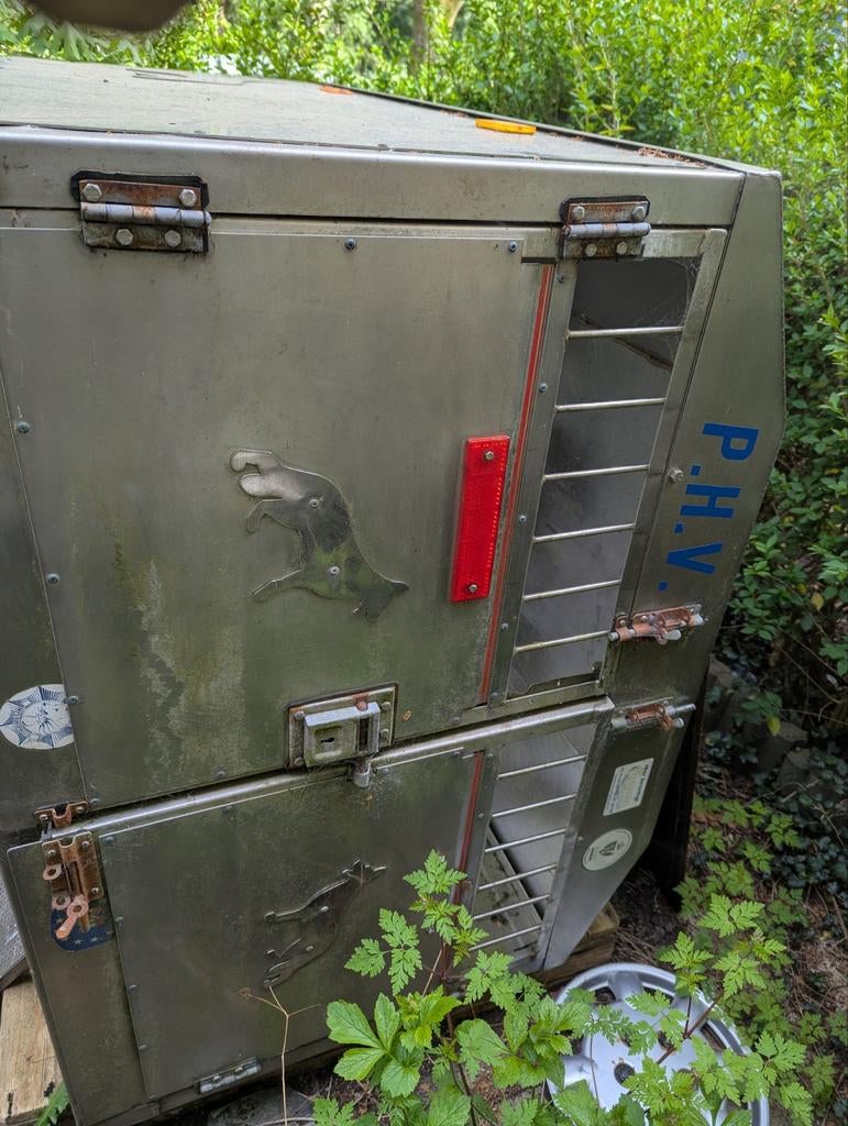 Rvs 3 vaks honden kar bovenbouw met losse as, Ophalen, Gebruikt