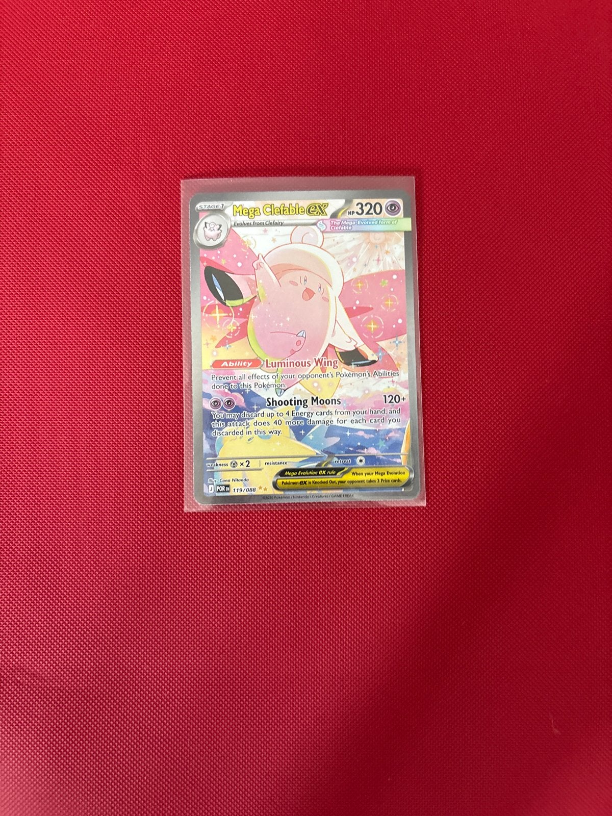 Mega Clefable EX 320 HP Pokémon Kaart, Ophalen of Verzenden, Zo goed als nieuw, Losse kaart