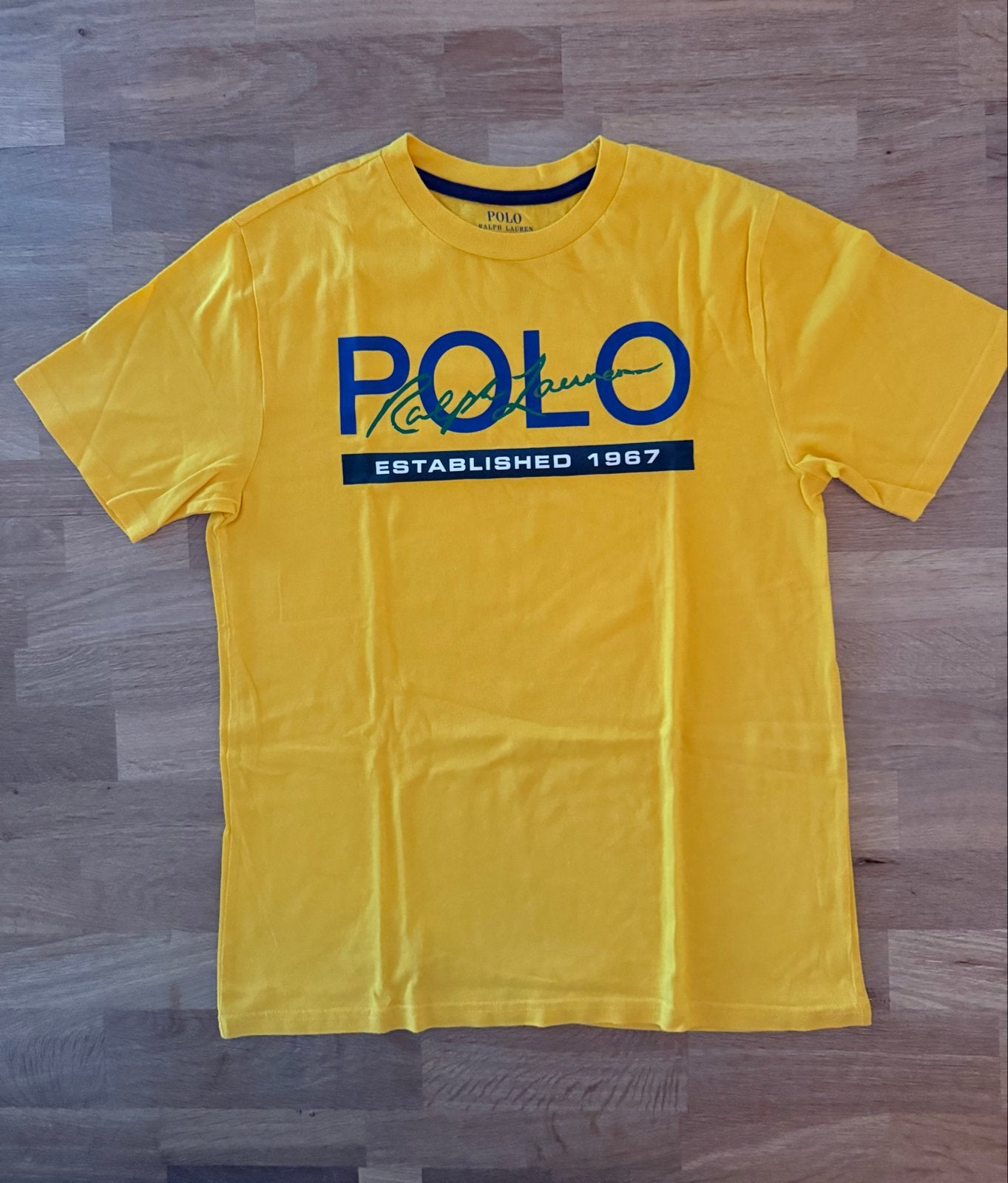 Polo Ralph Lauren T-shirt Geel Maat 160 (14-16 jaar), Verzenden, Zo goed als nieuw, Jongen of Meisje